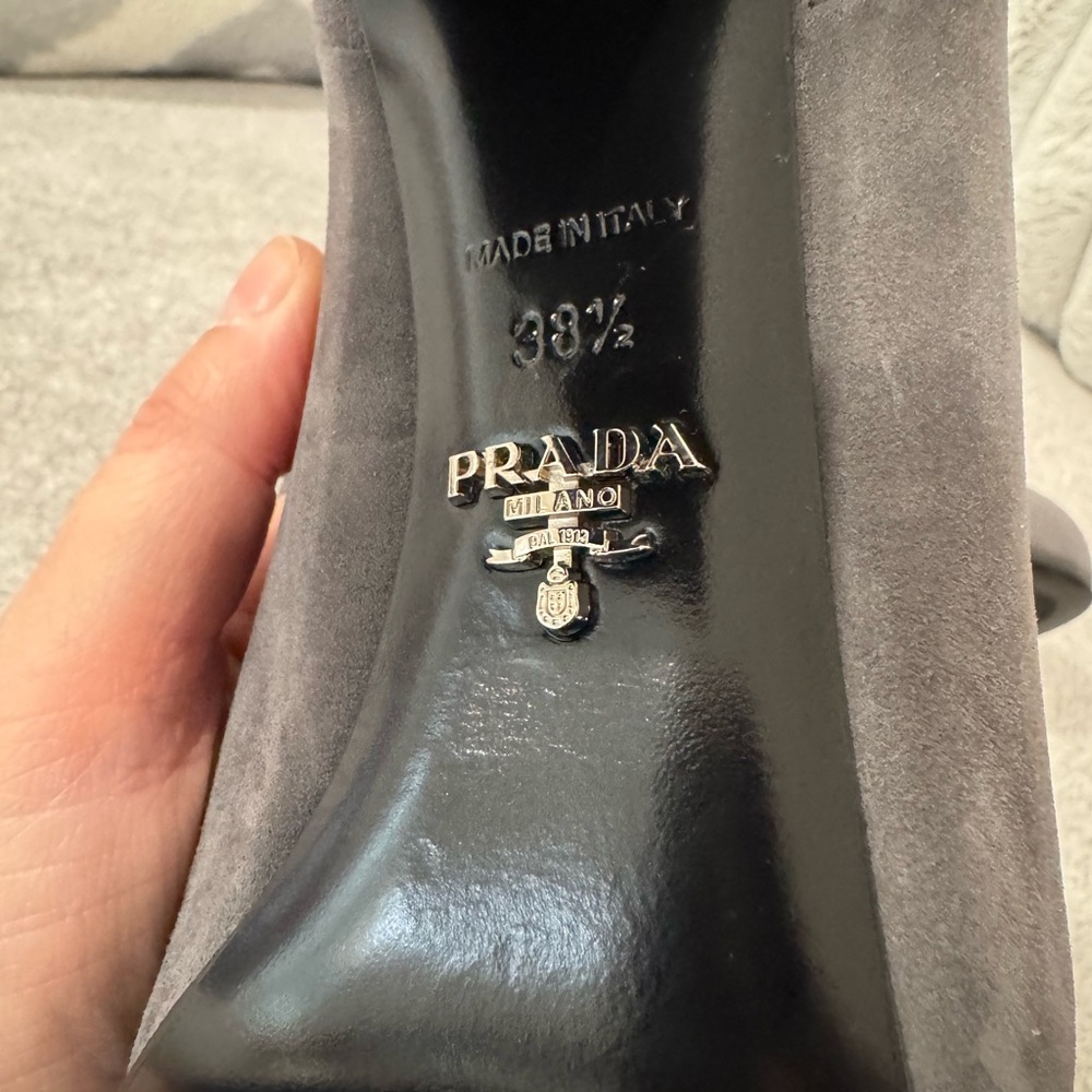 Prada Charcoal Suede Ankle Booties
